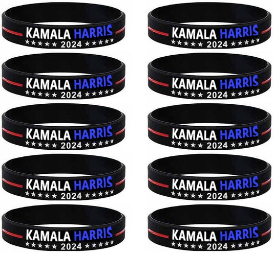 10-Pack Kamala Harris 2024 President Vote Campaign Bracelets Silicone Wristbands Rubber Bracelets Unisex