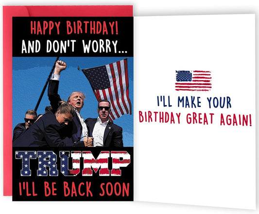 Funny Donald Trump President Happy Birthday Card Gifts for Women Men, Humorous Birthday Decorations Gifts 2024