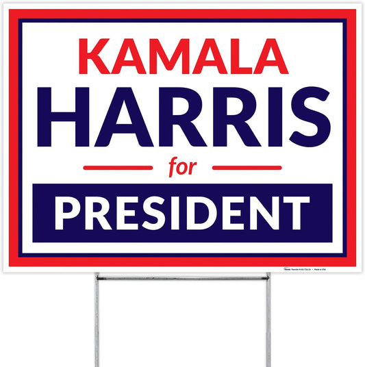 (1,3, 6 Pack) Kamala Harris Yard Sign 2024, Democratic Presidential Election, Double-Sided with Metal H-Stakes