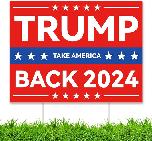 Red & Blue Trump Yard Signs 2024 with Stakes 14”X 11” Presidential Republican Election 2024 (Multiple Styles & Designs)