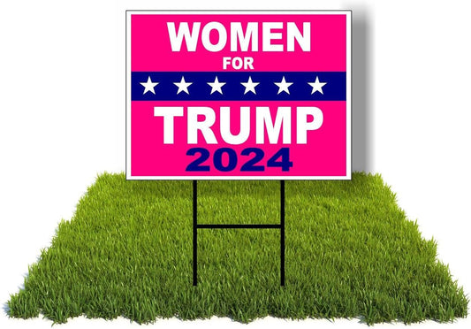 "Women for Trump" Yard Sign 2024 Pink Double Sided 12X16 in Lawn Yard Sign w/ Stand