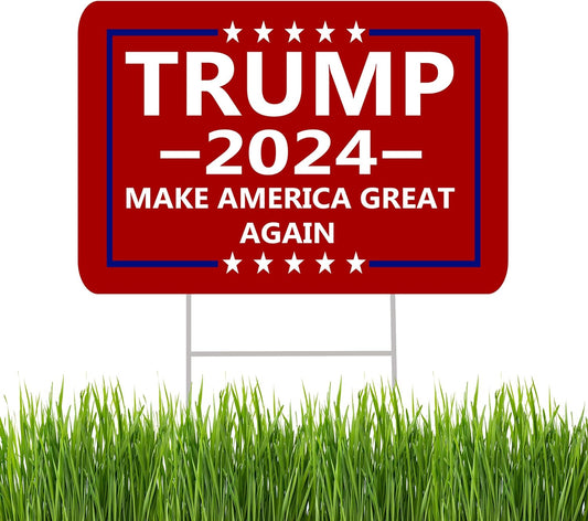 Trump Red MAGA Yard Sign 2024 with H Stake Double Sided for President Donald Trump Republican Election 2024