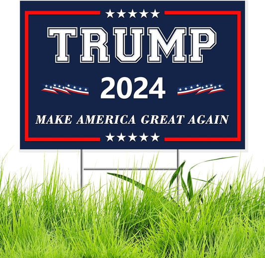 2024 Trump Yard Signs "Make America Great Again" Presidential  Sign with H-Stakes (2 Sizes)