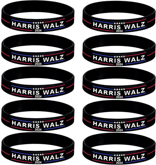 5/10/20/50 Pcs Harris Walz 2024 Wristbands Kamala Harris Tim Walz Waltz for President VP Silicone Bracelets