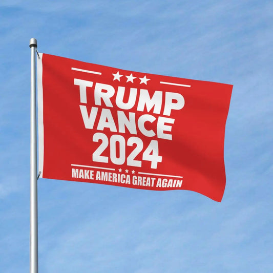 Red Trump Vance 2024 "Make America Great Again" Flag Single-Sided Indoor Outdoor Presidential Election Flags 3x5 ft.