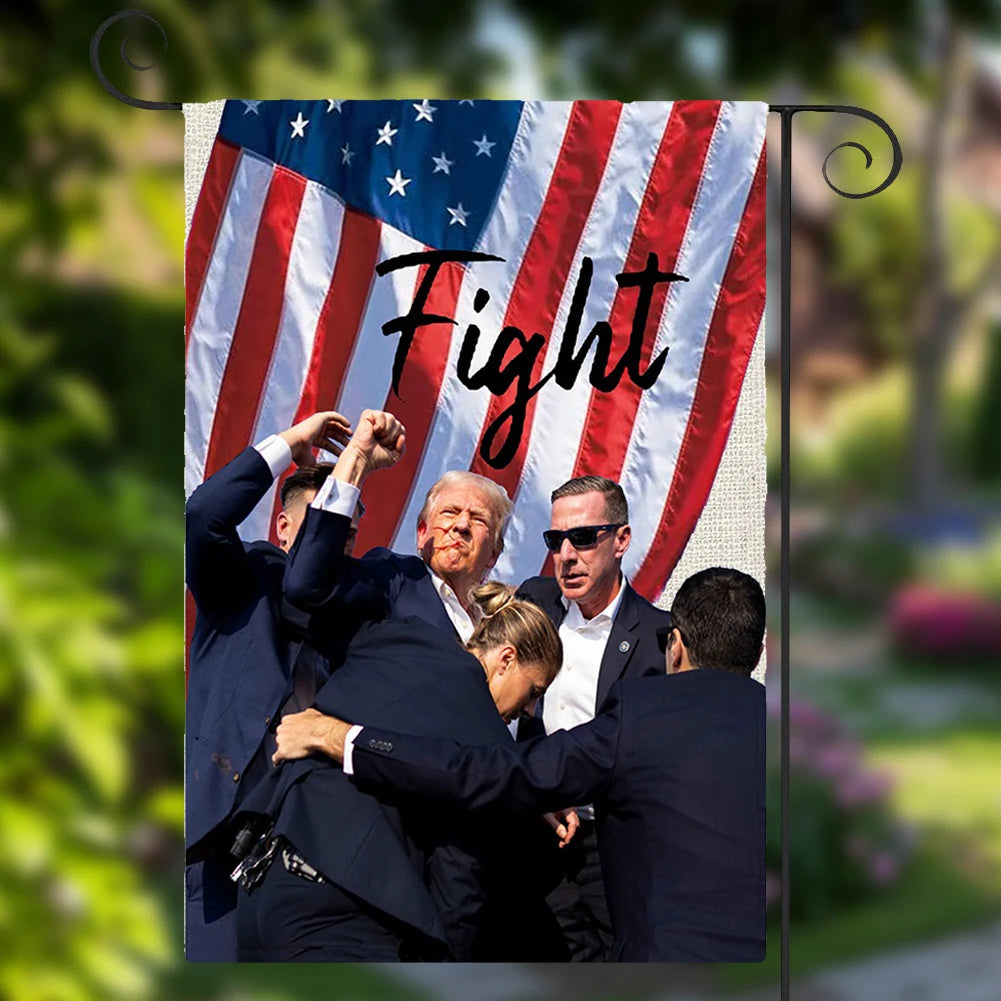 Donald Trump 2024 Garden Flag Double Sided Fight Trump Shootings Iconic Photo Presidential