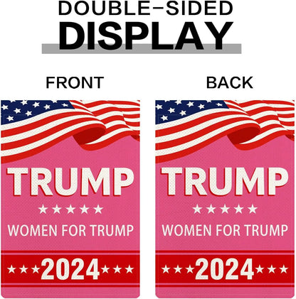 Donald Trump 2024 Presidential Election Women For Trump 12.5" x 18" Double-Sided Garden Flag Pink