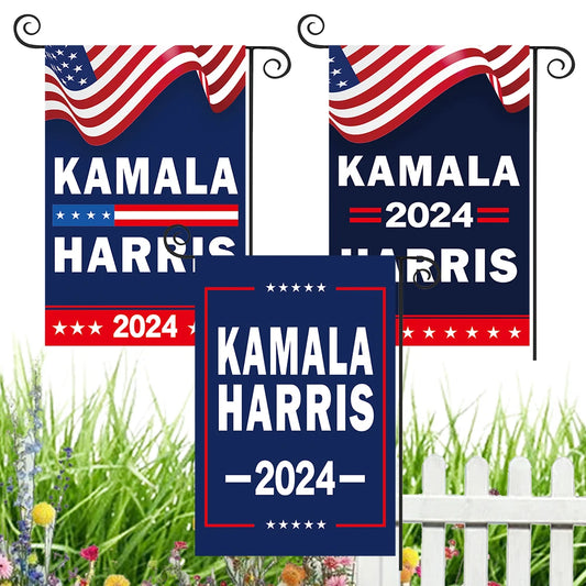 2024 Kamala Harris Double Sided Garden Flag For Outside Yard Blue Flag Presidential Election 12" x 18 "in