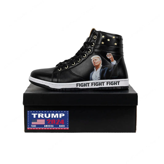 2024 Trump Assassination Sneakers Fight Fight Fight Shoes America USA President Donald Trump Sneakers (Black)