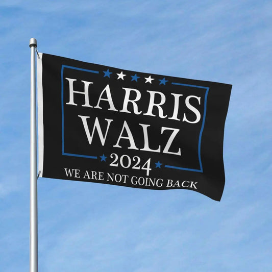 Harris Walz 2024 Election Presidential Single-Sided Flag Democrat Blue 3' x 5'  We Are Not Going Back