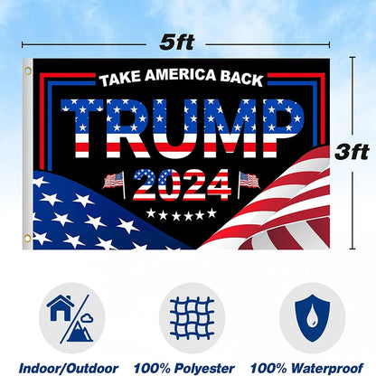 Trump 2024 Flag Take America Back 3x5 FT President USA Patriot Independence