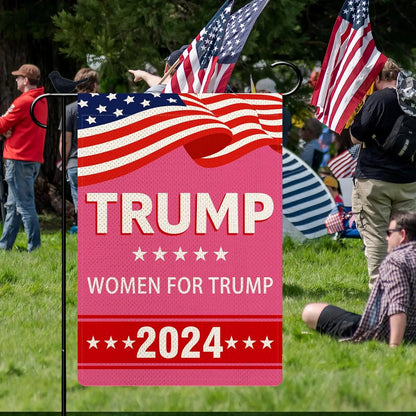 Donald Trump 2024 Presidential Election Women For Trump 12.5" x 18" Double-Sided Garden Flag Pink