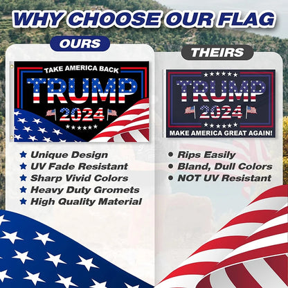 Trump 2024 Flag Take America Back 3x5 FT President USA Patriot Independence