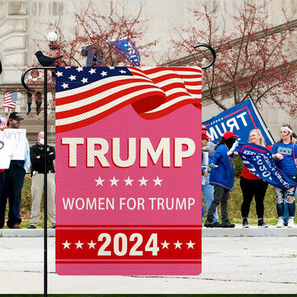 Donald Trump 2024 Presidential Election Women For Trump 12.5" x 18" Double-Sided Garden Flag Pink