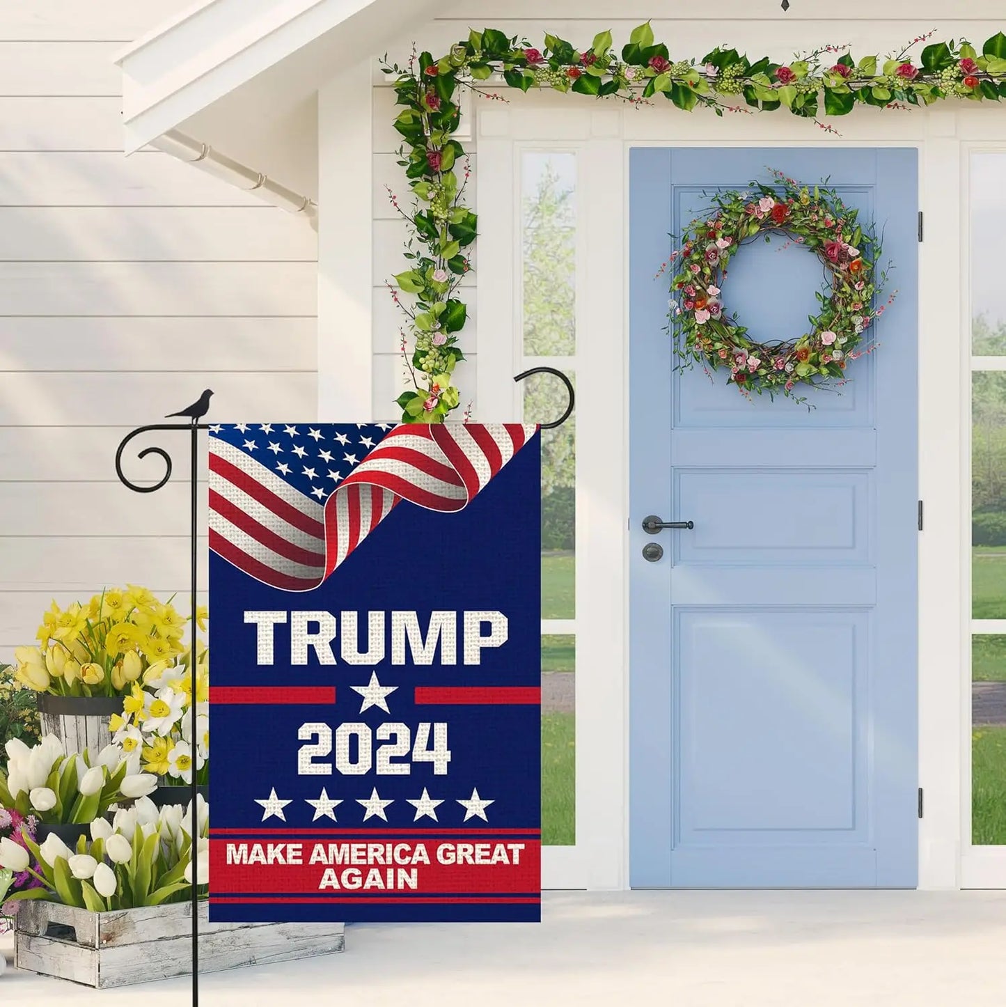 Donald Trump 2024 MAGA Garden Flag "Make America Great Again" Double-Sided 12" x 18", 20" x 40" Inch