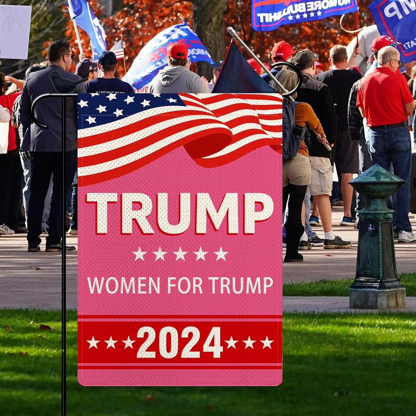 Donald Trump 2024 Presidential Election Women For Trump 12.5" x 18" Double-Sided Garden Flag Pink