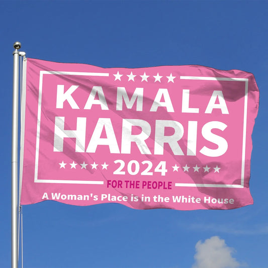 2024 Kamala Harris For The People Pink Flag A Woman's Place Is In The White House 3" x 5" FT ( Single- Sided) Presidential Election