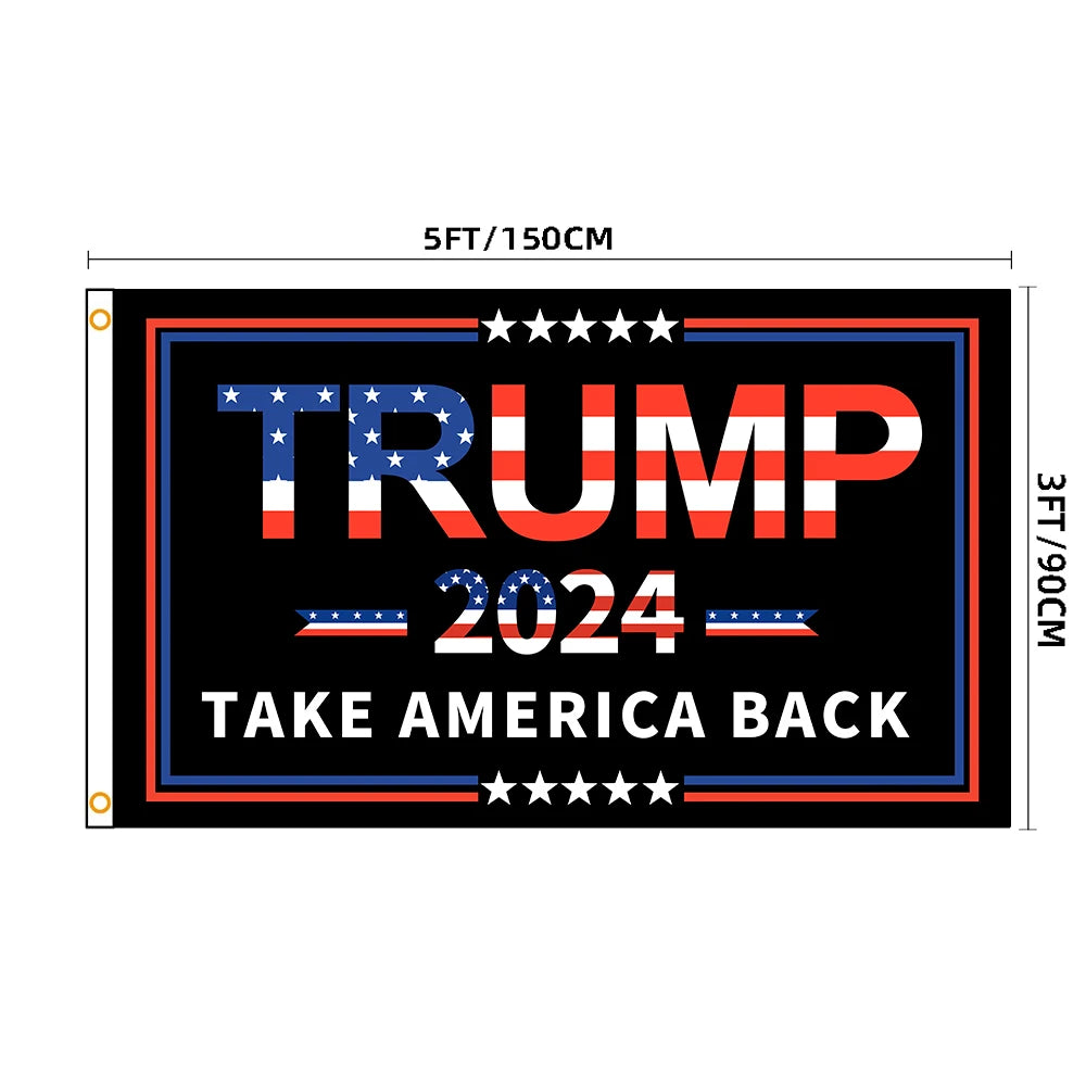 2024 Patriotic Stars Trump Flag "Take America Back" Republican Presidential USA America (3 Sizes)