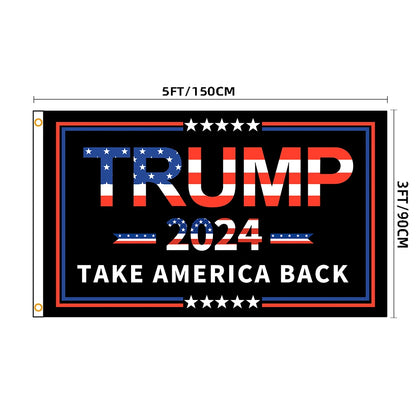 2024 Patriotic Stars Trump Flag "Take America Back" Republican Presidential USA America (3 Sizes)