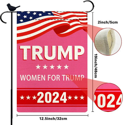 Donald Trump 2024 Presidential Election Women For Trump 12.5" x 18" Double-Sided Garden Flag Pink