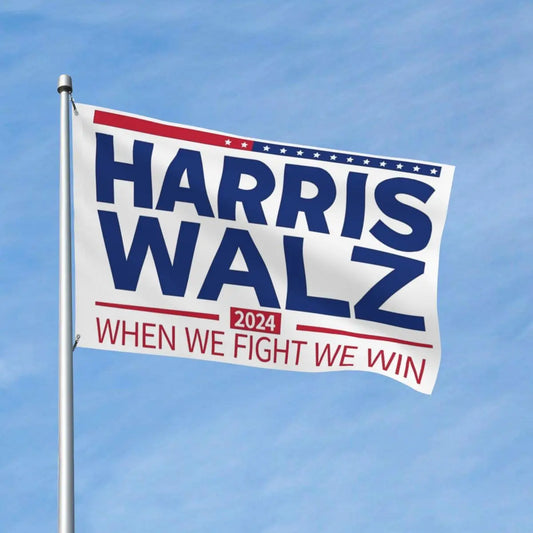 Harris 2024 Walz Presidential Election Flag When We Fight We Win Single Sided 3' x 5' Blue & White