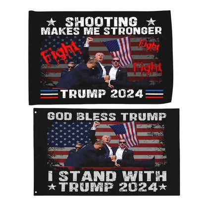 Trump 2024 Flag "Shooting Makes Me Stronger" or "I Stand With Trump" 3 x 5 FT (2 Design Styles)