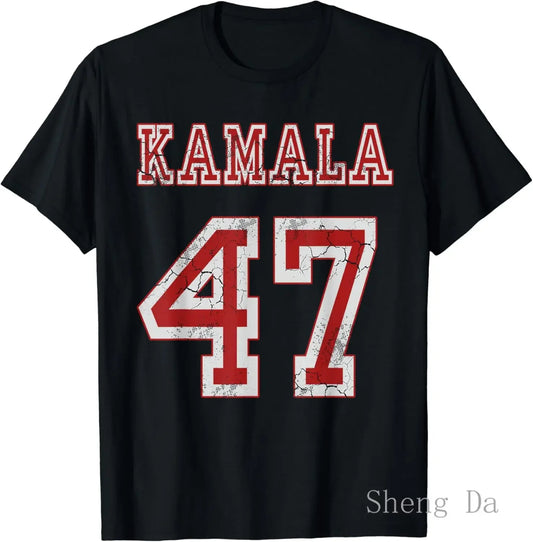 2024 Kamala Harris 47 T-Shirt President USA America 2024 Election Pure Cotton Short Sleeve Top Tee