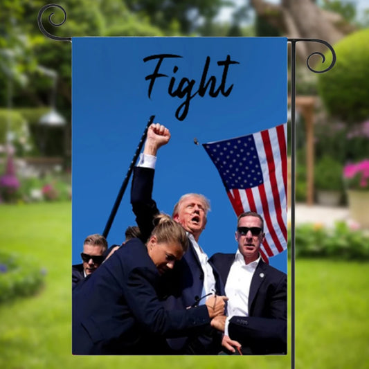 Donald Trump 2024 Garden Flag Double Sided Fight Trump Shootings Iconic Photo Presidential