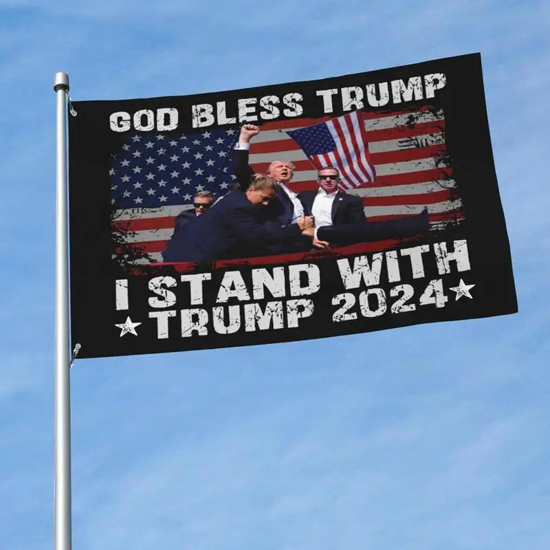 Trump 2024 Flag "Shooting Makes Me Stronger" or "I Stand With Trump" 3 x 5 FT (2 Design Styles)