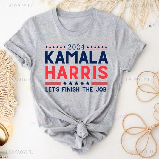 2024 Kamala Harris Let's Finish The Job T-Shirt President Kamala Harris 2024 Shirt Unisex Democrat (3 Colors)