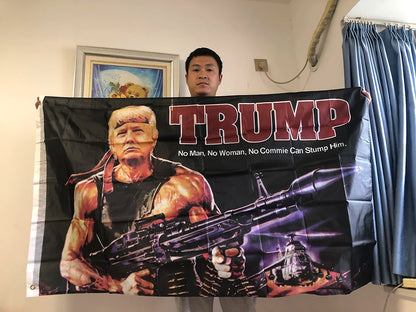 2024 Trump Flag Rambo American Fighter Hero President USA Donald Trump Flags 3x5 FT