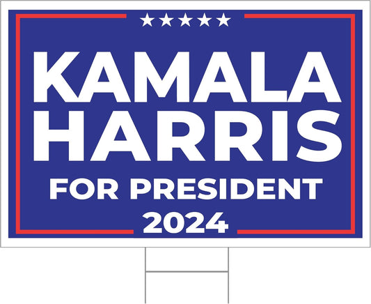 Kamala Harris Yard Sign for President 2024 Blue 12" X 17.5" Presidential Campaign Single-Sided Sign