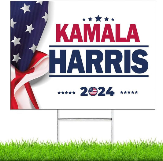 2024 Kamala Harris Yard Sign Includes H Stake 12" X 18", 18" X 24" Democrat Presidential Election (Single or Double-Sided)