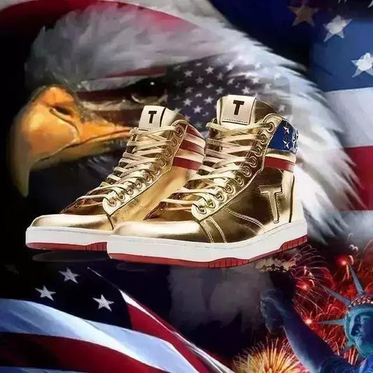 2024 Donald T GOLD Shoes MAGA NEVER SURRENDER High Tops Sneakers Multiple Sizes