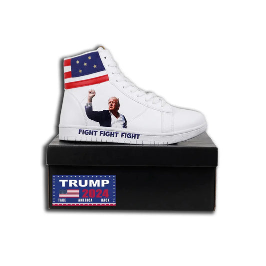 2024 Trump Fight Assassination Sneakers Shoes USA America President Donald Trump Sneakers (White)